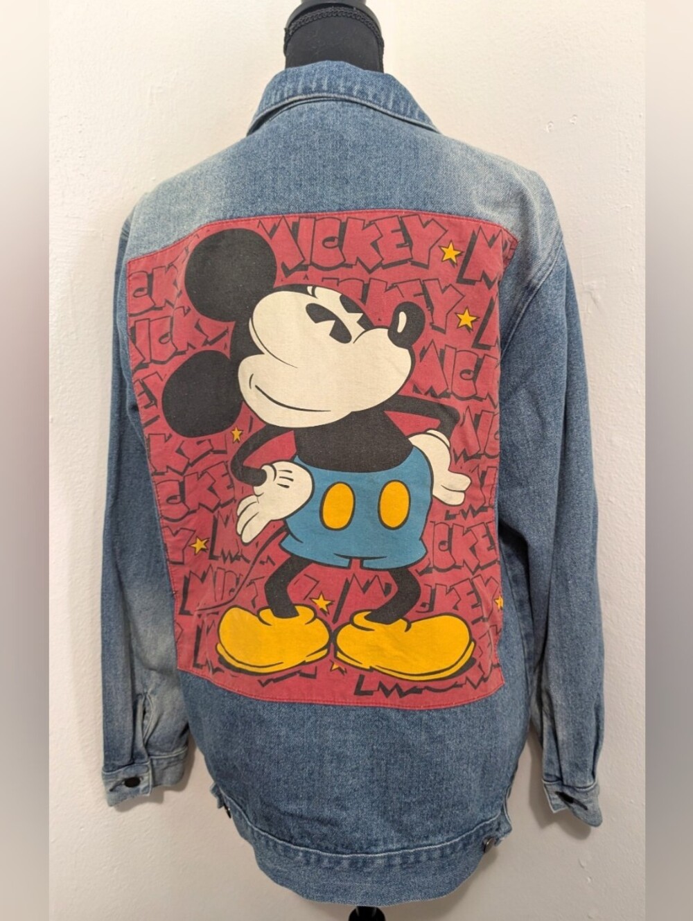 VTG 90s Mickey Mouse Disney Jean Jacket Preppy Classic Retro Layer Streetwear L